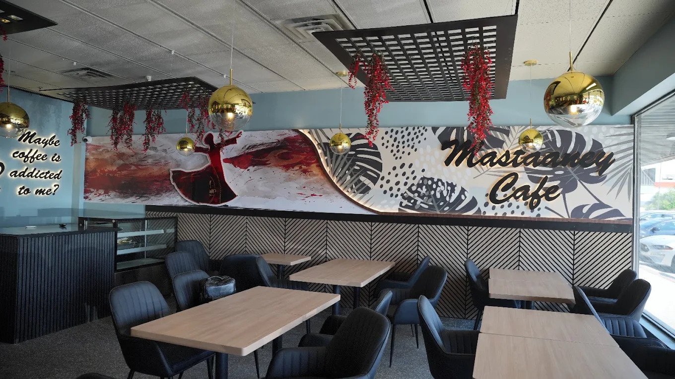 Warm modern interior of Mastaaney Cafe & Kitchen